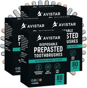 Avistar 320 Prepasted Disposable Toothbrushes Individually Wrapped - Single Use Pre Pasted Disposable Toothbrushes with Toothpaste Built in - Waterless Toothbrush for Travel, Guests, Hotel, & Camping