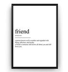 Magic Posters Friend Definition Print - Poster Best Mate BFF Gift Presents Wall Art Quote Buddy Typography Home Decor - Frame Not Included