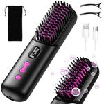 HOMELYLIFE Cordless Hair Straightener Brush, Portable Hair Straightener Brush for Travel, Negative Ion 9600mAh USB Rechargeable Heated Straightening Brush Hot Comb for Women Beard Straightener for Men