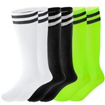 Fanshiontide 3 Pairs Kids Football Socks, 3 Colors Childrens Football Socks Kids Long Breathable Soccer Socks for Daily Running Training Socks for Kids Boys Aged 5-12