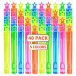 40 Pack Bubbles for Kids Party Favors - 5 Colors Mini Stars Bubble Wand Bulk with Bubbles Refill Solution Toys for Carnival Christmas Fiesta Easter Basket Goodie Bag Stuffers Birthday Gifts Supplies