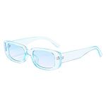 4Flaunt Rectro Series Retro Rectangular Vintage Fashion Narrow Sunglasses For Women (C6 - Transparent Blue)- Pack of 1