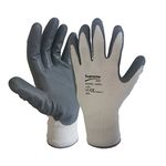 24 Pairs White Grey Nitrile Coated Nylon Safety Work Garden Gloves Builders Mens Gardening (Large)