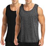 Amussiar Men's Workout Tank Tops 2 Pack Gym Sleeveless Shirts Quick Dry Bodybuilding Muscle Tee Shirt