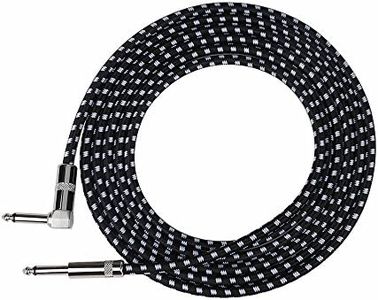 Rayzm Cable de la Guitarra - 3 Metros Silencioso Guitarra/Bajo y Acordes, 1/4" (6.35mm) en ángulo Trenzado Conector Macho Mono TS, el Cable Es una Mezcla de Lana Tejida