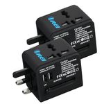 OREI Universal Travel Adapter with 2 USB Ports, 3 in 1 Universal Charger, International Travel Adapter for Cell Phones, Tablets, Camera, for Travelers to US, Europe, UK & More - 2 Pack