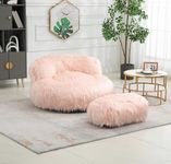 Fluffy Bean Bag Chair with Ottoman,