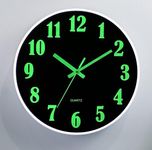 ONEVER Luminous Wall Clock, 12 Night Light Wall Clocks Battery Operated with Silent Movement and Glowing up Function, Illuminated Wall Clock Glow in the Dark for Kitchen, Home, Bedrooms