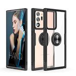 watache TPU galaxy note 20 ultra case,crystal clear carbon fiber design hybrid protective phone case cover with [ring holder kickstand] [magnetic car mount feature] for galaxy note 20 ultra,black