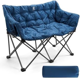 EVER ADVANCED Silla de camping doble para adultos, 6 cm, acolchada, 320 kg, plegable, sofá de 2 plazas con bolsillo lateral, silla de comedor, silla de jardín, silla de pesca de lujo, portátil, de