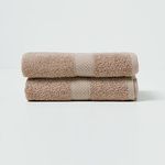 HOMESCAPES Stone Turkish Cotton Set of 2 Hand Towels Super Soft Thick & Absorbent 500 GSM Towel Heavy Weight for everyday Luxury