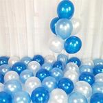 Flyloons Blue Sky Blue White Balloons Pack of 100 for birthday decoration items also suitable for Anniversary, Wedding, Celebration, Party