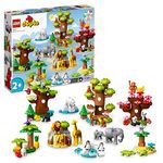 LEGO DUPLO Wild Animals of the World Toy with 22 Animal Figures, Sounds and World Map Playmat, Educational Gifts for Toddlers, Kids, Girls & Boys Aged 2-5 Year Old 10975