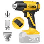SEEKONE Cordless Heat Gun for Dewalt 20V Battery, Dual Temperature Settings 300°C and 550°C Fast Heating Hot Air Gun with 3 Nozzles for Shrink Tubing, Vinyl Wrap, Crafting, Electronics (No Battery)