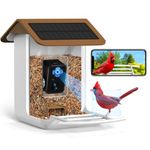 BROAIMX Smart Bird Feeder Camera, Free AI Forever, 1080P HD Camera Auto Capture Bird Videos & Solar Panel, App Notify When Birds Detected, Bird House with Built-in Two-Way Microphone (Brown)