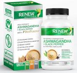 Renew Actives Organic Ashwagandha Capsules + Black Pepper for Maximum absorption - Used in Ayurveda as a Sleep Aid, Memory Support, Energy, & Overall Wellness - Non-GMO, Vegan & Gluten Free - 120 Easy-to-Swallow Capsules - Made in Canada.