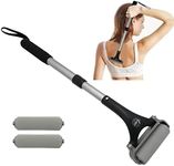 Easace Back Lotion Applicator for Men and Women, Interchangeable Roller Head for Foam, Adjustable Angle Head, Extendable Long Handle, Body Moisturiser (Silver)