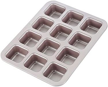 CHEFMADE Brownie Cake Pan, 12-Cavity Non-Stick Square Muffin Pan Blondie Bakeware for Oven Baking (Champagne Gold)