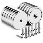 DIYMAG Neodymium Round Base Cup Magnet,100LBS Strong Rare Earth Magnets with Heavy Duty Countersunk Hole and Stainless Screws for Refrigerator Magnets,Office,Craft,etc-Dia 1.26 inch-Pack of 12