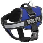 Dogline Vest Harness for Dogs and 2 Removable Emotional Support Patches, X-Large/36" to 46", Blue