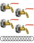 QWORK 2" Drum Faucet Brass Barrel Faucet with EPDM Gasket for 55 Gallon Drum, 4 Pack