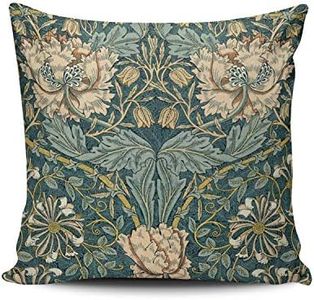 KAQIU Home Decoration Pillowcase Cover Teal Vintage Tulips by William Morris Custom Pillow case Cushion Fashion Chic Double Sided Printed Design Square Size 16x16 Inch