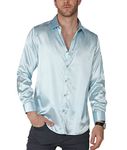 Bowrain Men's Slim Fit Shirt (SAT-LIGHT-BLUE-L_Light Blue_L)