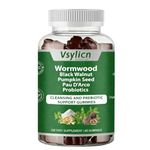 Candida Cleanse - Gut & Colon Support - Wormwood, Black Walnut, PAU D’Arco for Men & Women - Herbal Supplement for Gut Detox Cleanse and Digestive - 60 Gummies