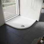 ELEGANT SMC Shower Base Tray 900 x 900 x 40 cm Quadrant White Shower Tray with Non-Slip Flat Stone Look for Shower Enclosure Cubicle and Wet Bathroom + Waste Trap