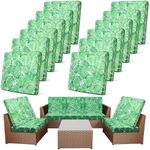 Newwiee 12 Pcs Patio Stretch Sofa Cushion Covers Outdoor Cushion Cover Replacement Couch Slipcover Sofa Seat Cover Flexibility Chair Cushion Cover Porch Patio Furniture Protector (Green,Monstera)
