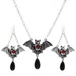 Halloween Bat Earrings and Necklace Set Gothic Bat Accessories for Girls Halloween Costume Accessories Halloween Cosplay Party Decorations for Women Girls