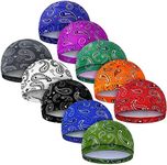 Tarpop 10 Pcs Men Cooling Skull Caps Welding Hard Helmet Liner Cycling Skull Caps Wicking Beanie Do Rag Head Wrap for Men(Mixed Style)