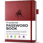 Clever Fox Password Book with Alphabetical Tabs – Small Hardcover Address Keeper Log – Pocket Journal for Seniors, Home Office Gifts (Wine Red)