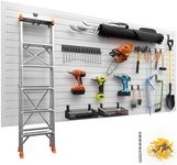 Duzzy Slatwall Panels, 4' H x 8' W PVC Slat Wall Paneling for Garage Wall Storage Organizer with Slatwall Hooks and Hangers (White)