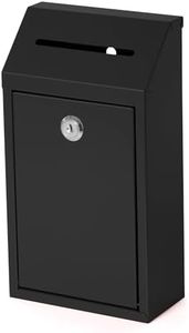 Metal Locking Mailbox Wall Mounted RustMail Case Lockable Mail Letterbox Suggestion Box for Home Office Outdoor Door, 10.24 x 5.71 x 2.75 Inch (Black)