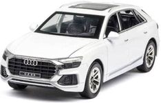 SANTALON 1/24 Big Audi Q8 Toy Car Metal Pull Back Diecast Car with Openable Door and Sound Light, Gifts Toys for Kids【 Black 】(‎1/24 Big AUDI Q8 - BLACK)