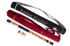 Radhe Flutes | PROFESSIONAL Bamboo Bansuri | C Natural | Right Handed | Middle Octave | With Hard Cover | Velvet Cover & Paper Tube | Black & Dark Green