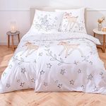 Bambi Disney Bed Linen Set · Girls' Bed Linen · Teenager Bed Linen Deer & Rabbit Knopfer · Dream Big – Pillowcase 80 x 80 cm + Duvet Cover 135 x 200 cm – 100% Cotton