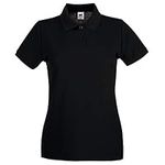 Fruit of the Loom Women's Polo Shirt Short-Sleeve, Womens Men, Black, Medium