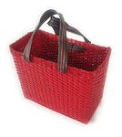 Sonas Creation Paperus, Red, Large, Picnic Basket, Lunch Bag, Tiffin Basket for office, Carry Bag for Lunch Box & Bottles, Eco-Friendly, Handmade, of Paper Ropes Height 11 Length 14 & 7 Inch Wide Base