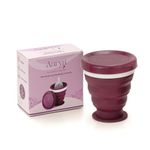 AARYA Collapsible Silicone Cup Menstrual Cup Sterilizer Foldable Sterilizing Container Cup -Pack Of 1 Unit | Microwave Friendly | Kills 99% Of Germs, Purple