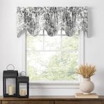 Ellis Curtain Victoria Park Toile 70" x 15" Lined Scallop Valance, Black