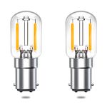 Bonlux Sewing Machine Bulb LED 2W SBC B15 Pygmy Bulb 15W Bayonet Incandescent Bulb Replacement Ba15d 240V Small Bayonet Cap Clear Filament Appliance Lamp, Warm White 2700K (2-Pack)