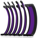 Asiahorse Power Supply Sleeved Cable for Power Supply Extension Cable Wire Kit 1x24-PIN/ 2x8-PIN (4+4) M/B,3x8-PIN (6+2) PCI-E 30cm Length with Combs