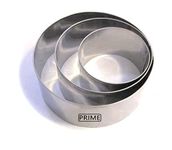 Prime Bakers and Moulders Stainless Steel Round Cut Outs Pizza Base Cutters Baking Rings (3,4,5 Inch), Silver