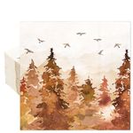 Whaline 50Pcs Fall Forest Paper Napkins Watercolor Pine Tree Forest Bird Disposable Luncheon Napkins Rustic Dinner Hand Napkins for Autumn Thanksgiving Holiday Party Supplies