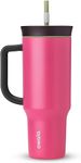 Owala Stainless Steel Triple Layer Insulated Travel Tumbler with Spill Resistant Lid, Straw, and Carry Handle, BPA Free, 40 oz, Pink (Watermelon Breeze)