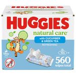 HUGGIES Baby Wipes, Huggies Natural Care Refreshing, SCENTED, Hypoallergenic, 10 Flip-Top Packs, 560 Count