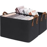 Storage Bins Clothes Storage Boxes, Storage Baskets for Shelves, Fabric Storage box for Living Room, Bedroom, Black Storage Basket for Toys, Towels, 43 x 28 x 25 cm, 2-Pack