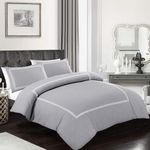 My Home Store Duvet Cover Hotel Quality 200TC Bedding Set Duvet Sets Soft Breathable 100% Poly Cotton Quilt Cover with Pillowcases (Grey, Double)